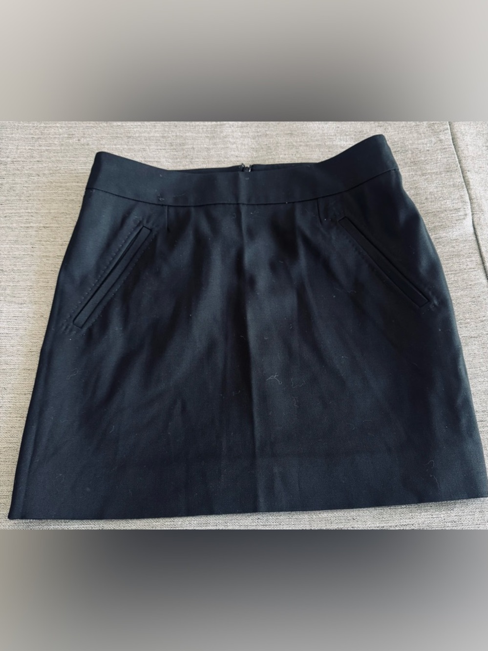 Celine Black Skirt Mini with Signature Waist Trim, pencil style, size 36/S
